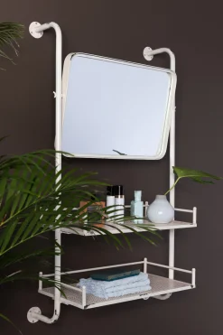 Badregal Wandregal Spiegel Vintage Barber Metall Used-Look 120/70 XL