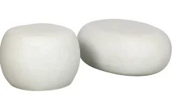 Couchtisch Beistelltisch Outdoor Pebble Klein Betonoptik Weiß