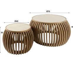 Couchtisch RomanoTweak Mangoholz Travertin 2er Set