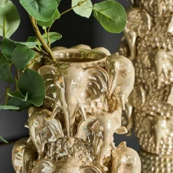 Deko Vase Jumbo Gold Elfenbeinfarben Steingut Größe M