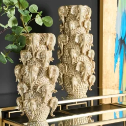 Deko Vase Jumbo Gold Elfenbeinfarben Steingut Größe M