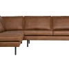 Ecksofa Eckbank Leder Rodeo 3-Sitzer Cognac Links 266/213 cm
