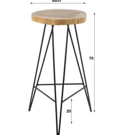 2er Set Barhocker Wood Akazie Baumkante/Baumscheibe