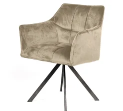 5er Set Essgruppe Arch Organic 180 Travertin + 4 Stühle Raster Champagner