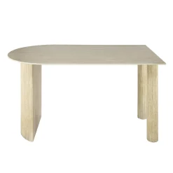 5er Set Essgruppe Half Arch 140 Travertin + 4 Drehstuhl Esszimmerstuhl Swivel