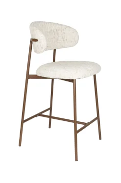 2er Set Retro Barhocker Claes Walnussholzoptik Off-White