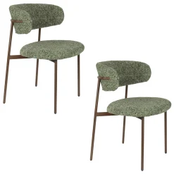 2er Set Retro Esszimmerstühle Claes Walnussholzoptik Grün