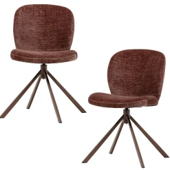 2er Set Retro Esszimmerstuhl Drehstuhl Femke Samt Chenille Braun