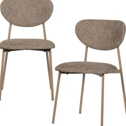 2er Set Retro Esszimmerstuhl Polsterstuhl Valor Sand