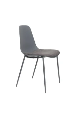 4er Set Retro Esszimmerstuhl Schalenstuhl Jeffrey in Grau