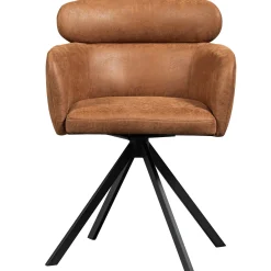 2er Set Retro Esszimmerstuhl Bürostuhl Fenne Drehbar Kunstleder Cognac