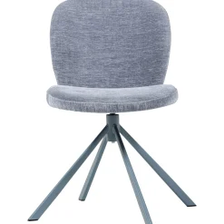 2er Set Retro Esszimmerstuhl Drehstuhl Femke Samt Chenille Blau