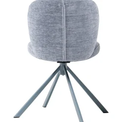 2er Set Retro Esszimmerstuhl Drehstuhl Femke Samt Chenille Blau