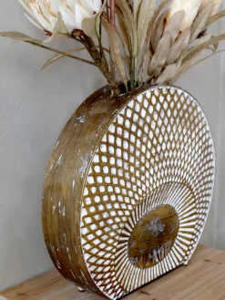 2er Set Vintage Vase Old Hollywood Metall Antik-Gold