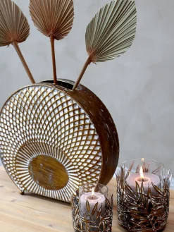 2er Set Vintage Vase Old Hollywood Metall Antik-Gold