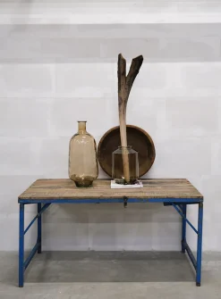Esstisch oder Couchtisch Vintage Höhenverstellbarer Klapptisch 150/80 Blau