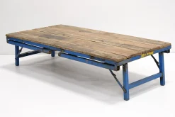 Esstisch oder Couchtisch Vintage Höhenverstellbarer Klapptisch 150/80 Blau