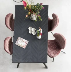 Esstisch Seth Eichenfurnier Fischgrätmuster Schwarz 180/90