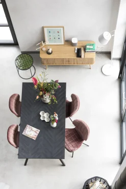 Esstisch Seth Eichenfurnier Fischgrätmuster Schwarz 180/90