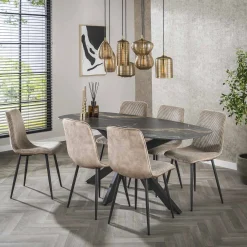 Esstisch Stone Oval Keramik Marmor Schwarz/Braun 180