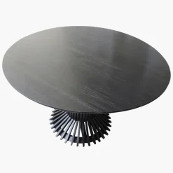 Esstisch Teak Eiffel Rund 120 Vintage Design Schwarz