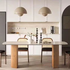 Esstisch Travertin Keramik Roma Säulen Eschenholz