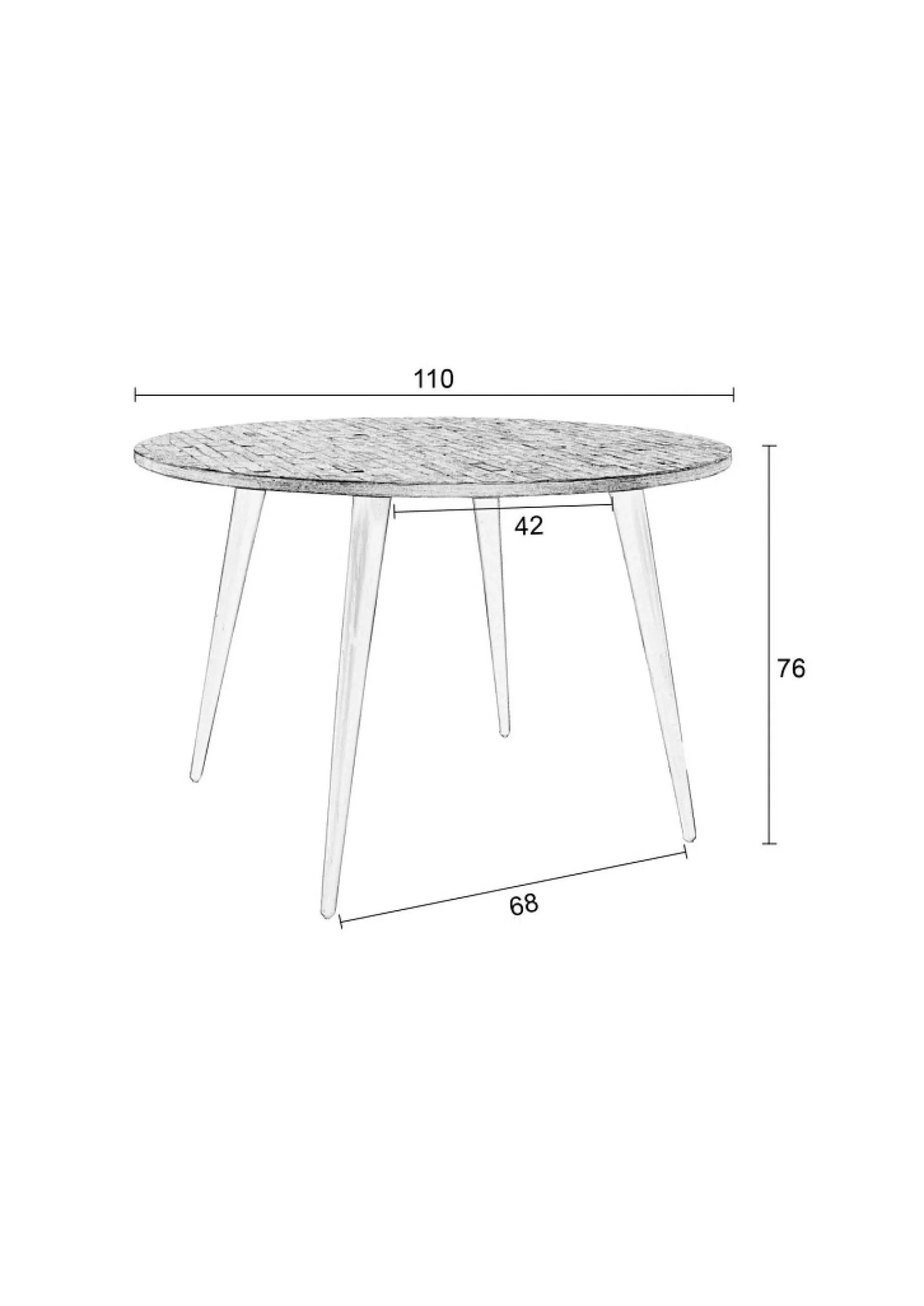 Esstisch Vintage Maria Teak Rund 110 cm Parkett