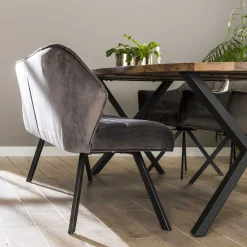 Esstischbank Polsterbank Raster Samt 180 Industrial Grau