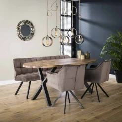 Esstischbank Polsterbank Raster Samt 180 Industrial Grau