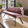 Esstischbank Polsterbank Raster Samt 180 Industrial Rosa