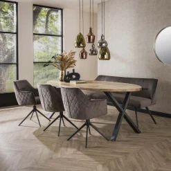 Esstischstuhl Armlehnstuhl Pull Raute drehbar Samt Anthrazit