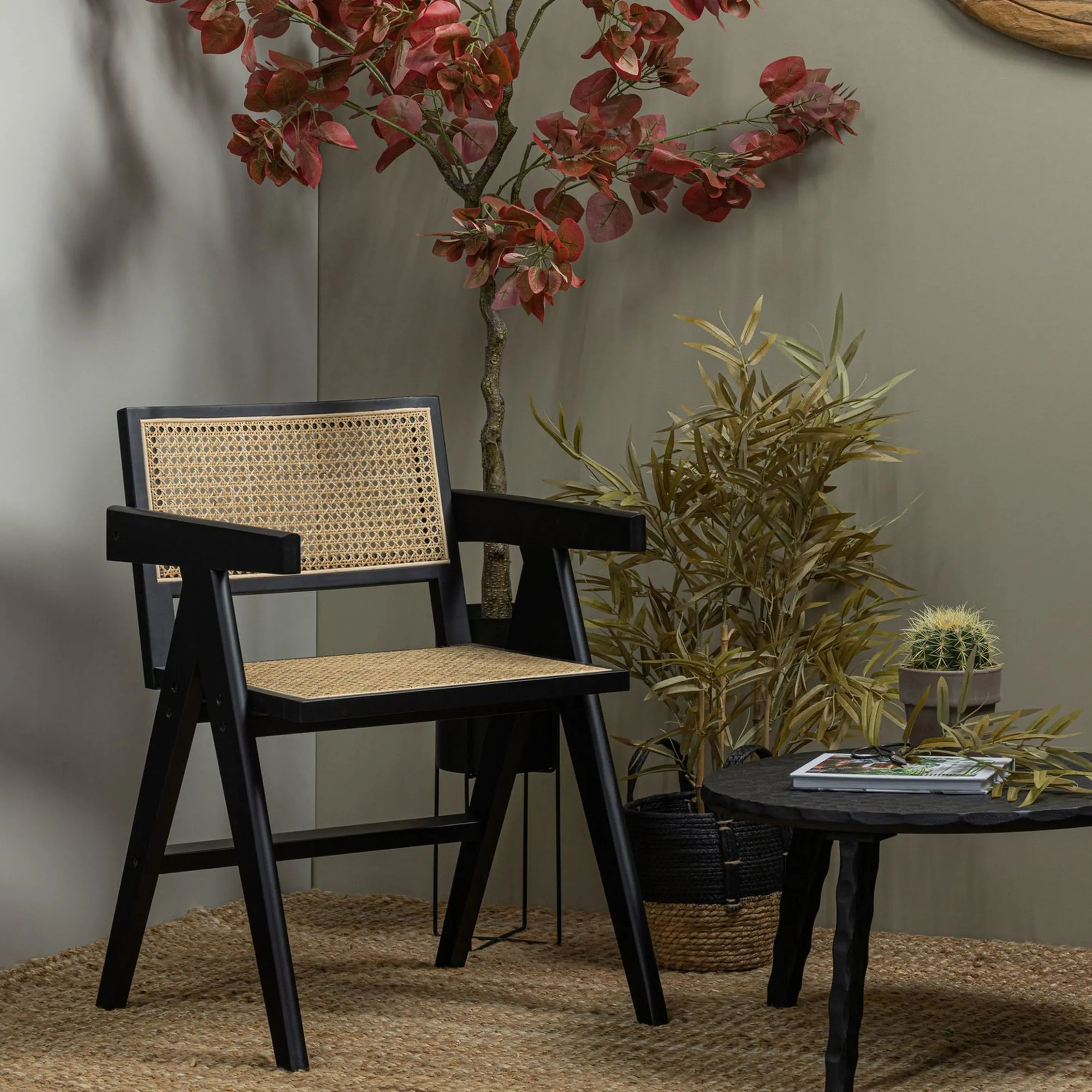 Esstischstuhl Esszimmerstuhl Armlehnstuhl Gunnar Rattan schwarz