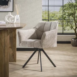 Esszimmerstuhl Armlehnstuhl Raster Drehbar Strukturstoff Sand