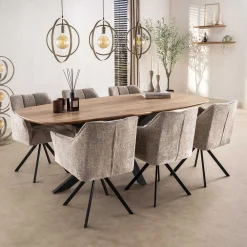 Esszimmerstuhl Armlehnstuhl Raster Drehbar Strukturstoff Sand