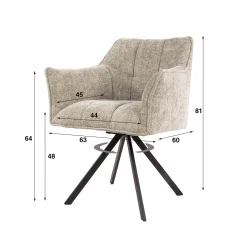 Esszimmerstuhl Armlehnstuhl Raster Drehbar Strukturstoff Sand