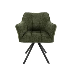 Esszimmerstuhl Armlehnstuhl Raster Drehbar Strukturstoff Grün