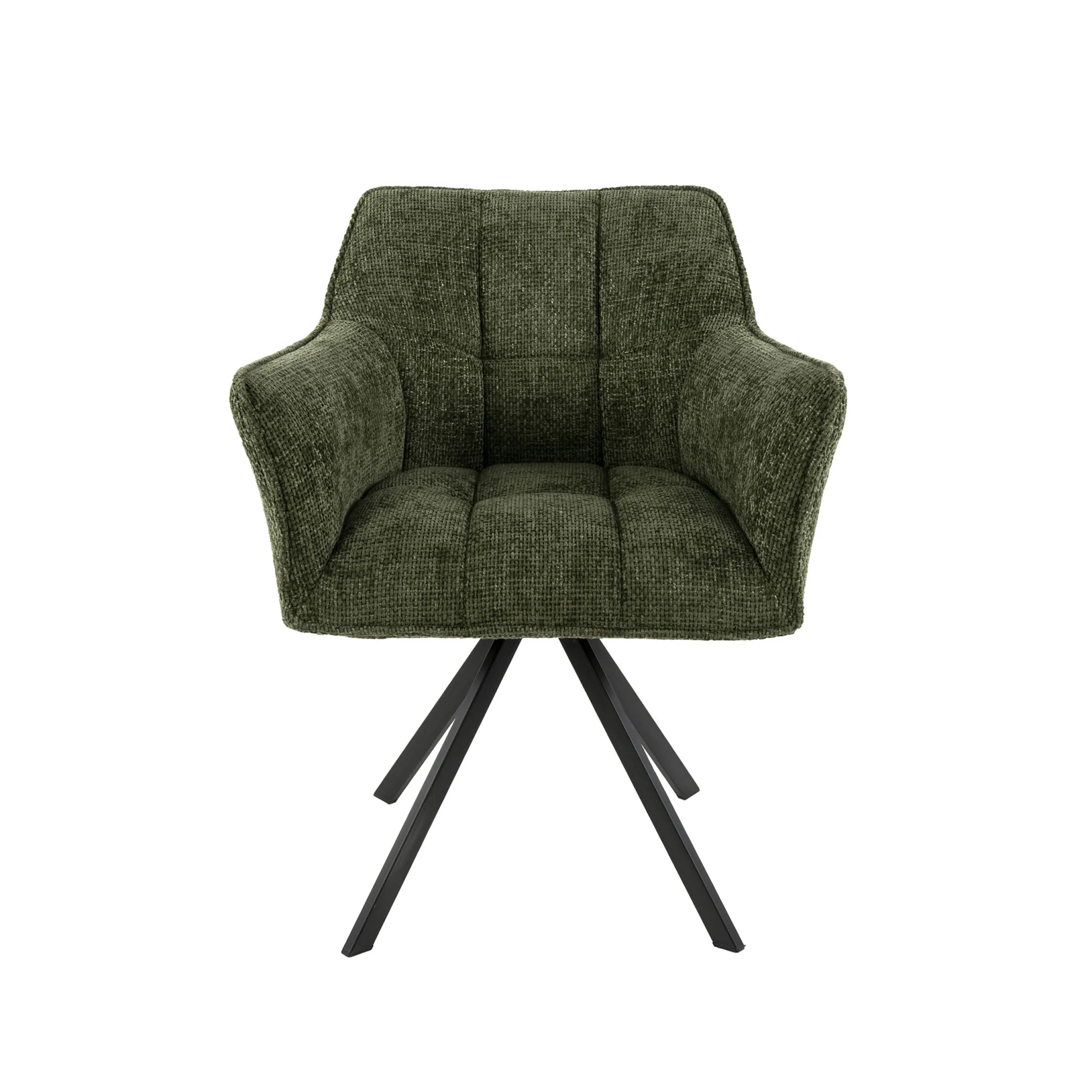 Esszimmerstuhl Armlehnstuhl Raster Drehbar Strukturstoff Grün