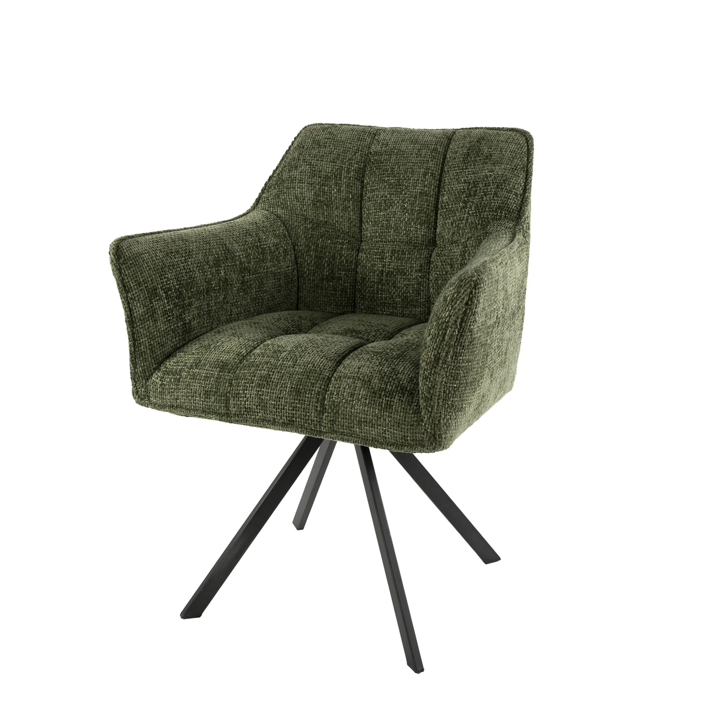 Esszimmerstuhl Armlehnstuhl Raster Drehbar Strukturstoff Grün