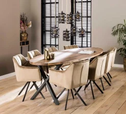 Esszimmerstuhl Armlehnstuhl Raster Drehbar Samt Champagner