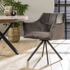 Esszimmerstuhl Armlehnstuhl Raster Drehbar Samt Anthrazit