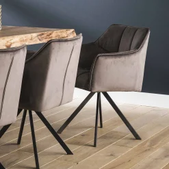 Esszimmerstuhl Armlehnstuhl Raster Drehbar Samt Anthrazit