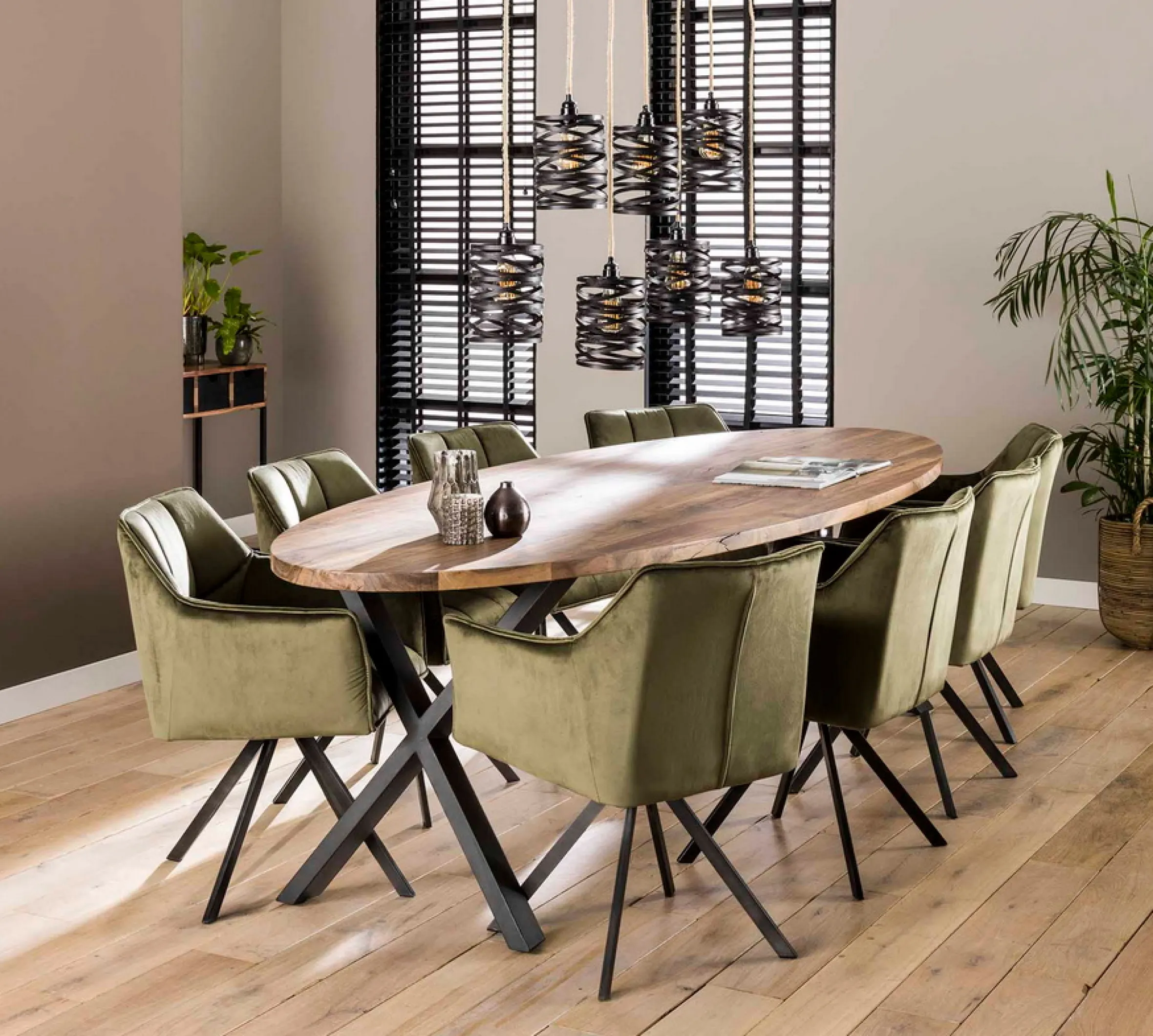 Esszimmerstuhl Armlehnstuhl Raster Drehbar Samt Grün