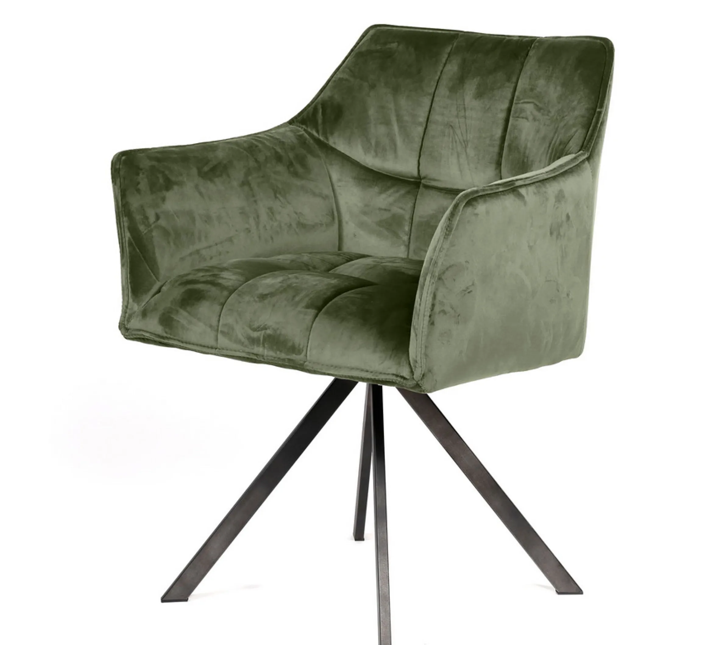 Esszimmerstuhl Armlehnstuhl Raster Drehbar Samt Grün