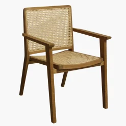 Esszimmerstuhl Armlehnstuhl Nova Teak Rattan Wiener Geflecht