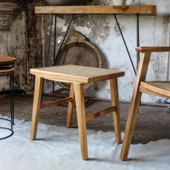 Esszimmerstuhl Armlehnstuhl Nova Teak Rattan Wiener Geflecht