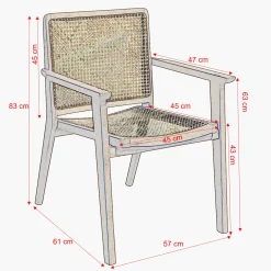 Esszimmerstuhl Armlehnstuhl Nova Teak Rattan Wiener Geflecht