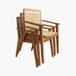 Esszimmerstuhl Armlehnstuhl Nova Teak Rattan Wiener Geflecht
