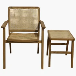 Esszimmerstuhl Armlehnstuhl Nova Teak Rattan Wiener Geflecht