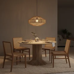 Esszimmerstuhl Novita Teak Rattan Wiener Geflecht Braun