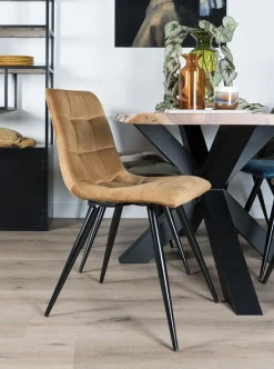 Esszimmerstuhl Squares Velvet Ocker